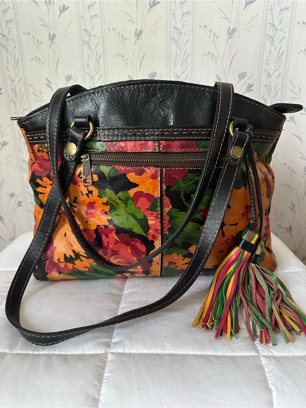 Patricia Nash Leather Floral Shoulder Bag